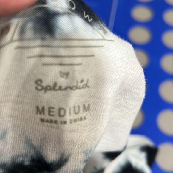 Splendid Tie dye black and white cropped t shirt with scrunchie NWT size medium - Picture 11 of 14